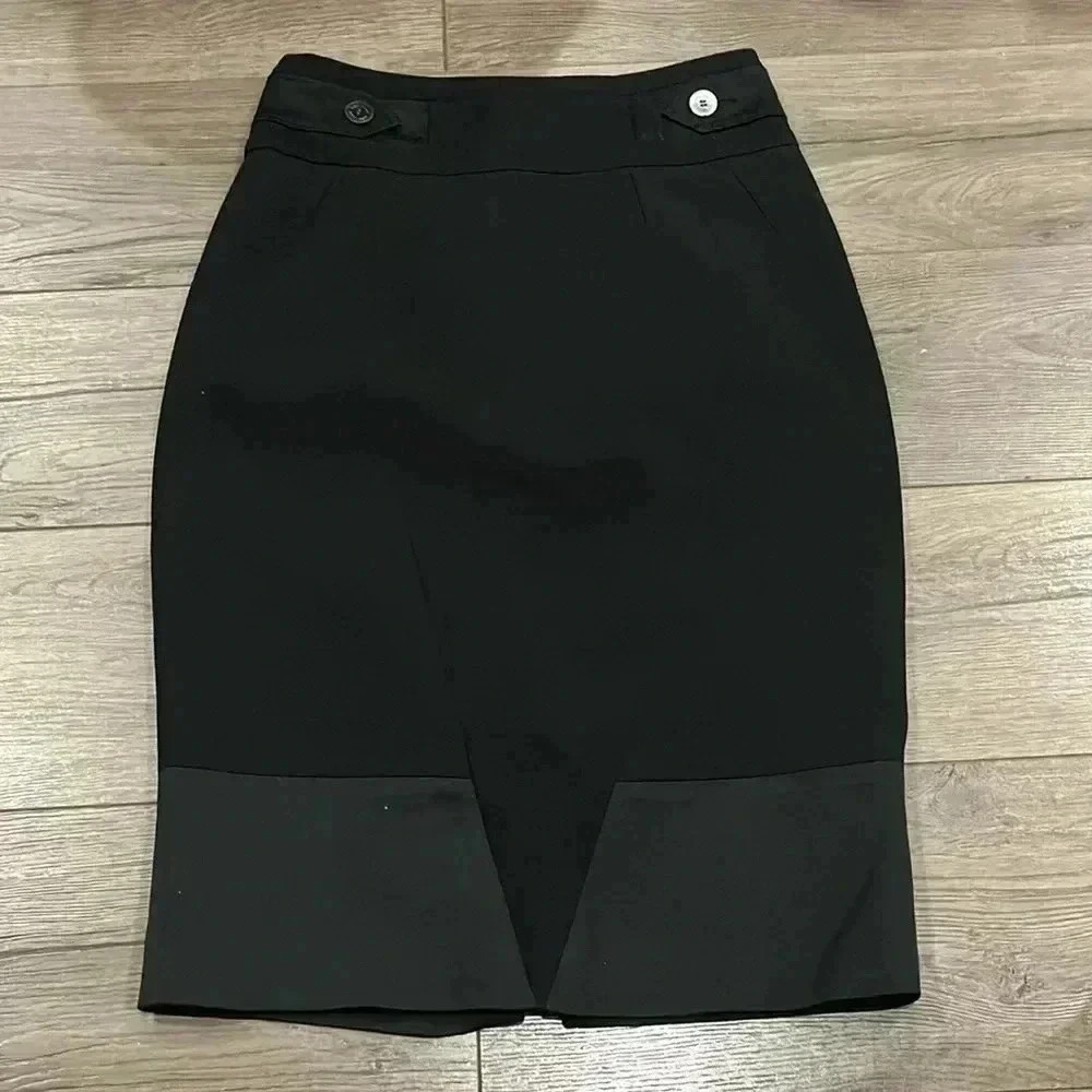 [US2]Karen  Millen Black Wool Blend Pencil Knee Skirt